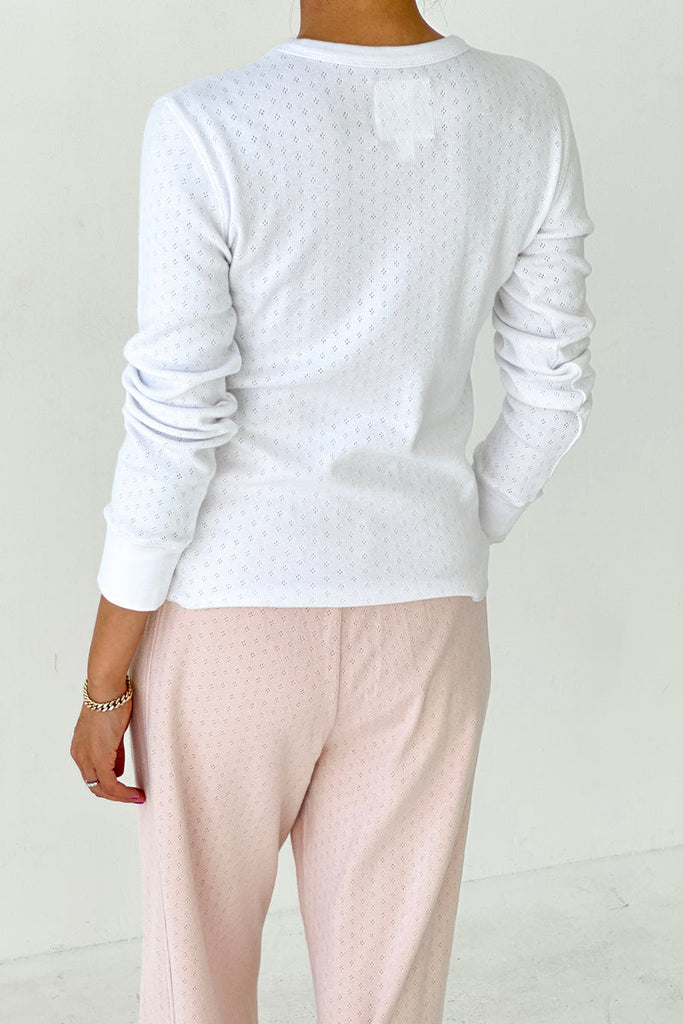 Pointelle Fundamental Tee Snow White Long Sleeve Tee
