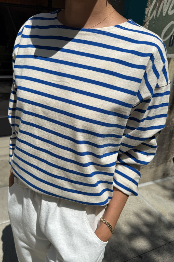 Le Bon Shoppe - Sailor Striped Tee - Blue Stripe on Cream Top