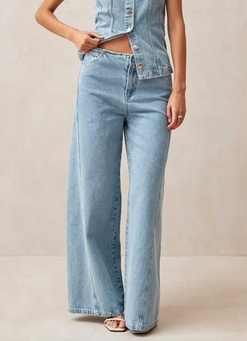 Alohas Magda Blue Denim Wide-Leg Jeans