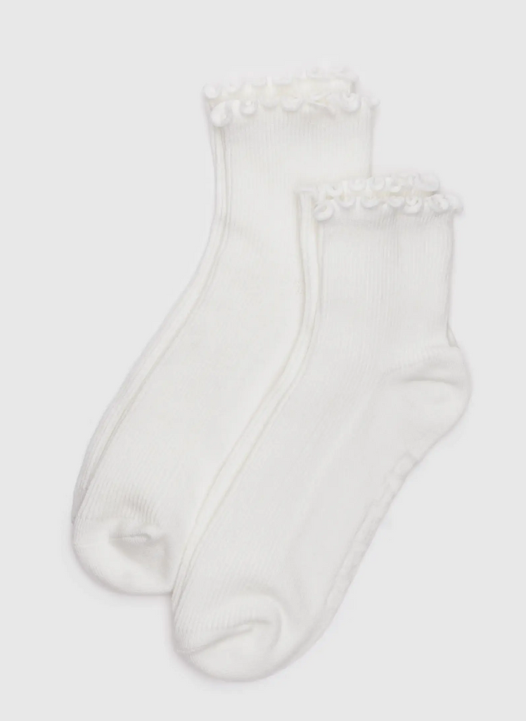 Baggu Lettuce Edge Sock Set of 2 White