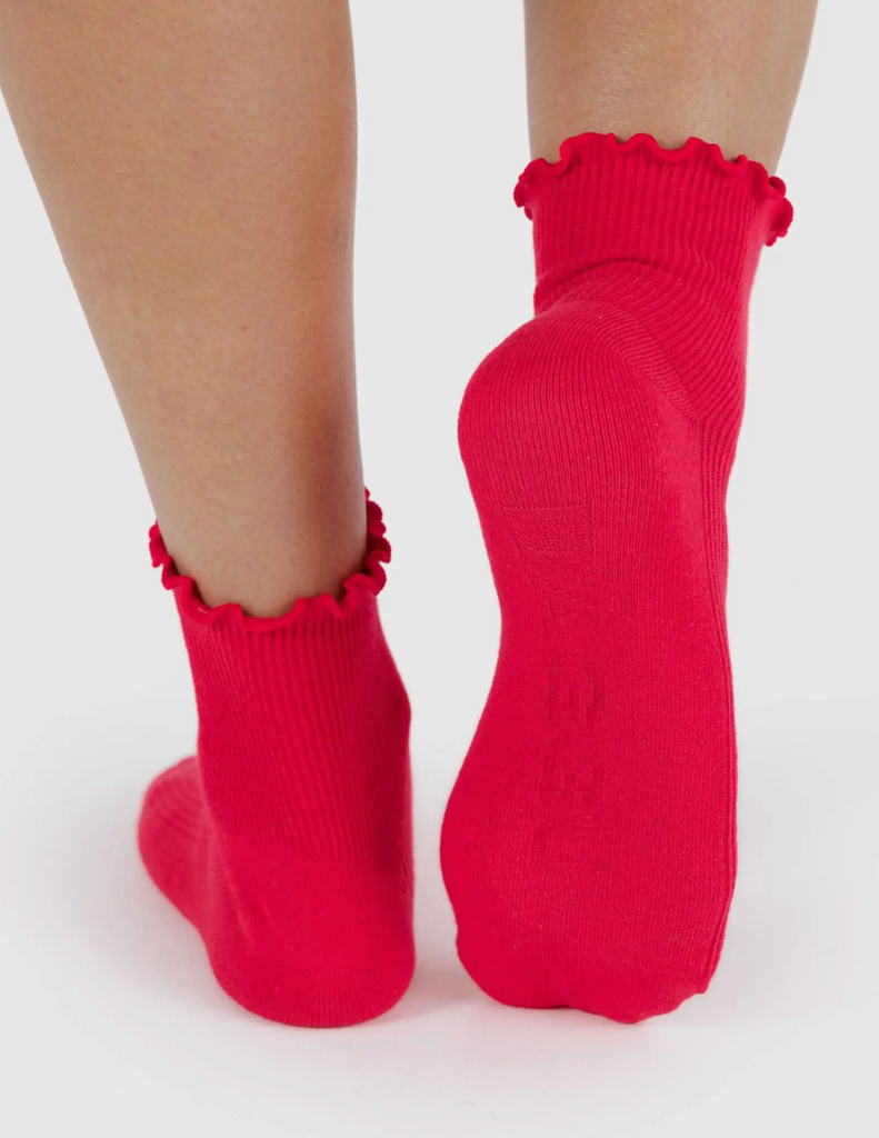 Baggu Lettuce Edge Sock Red