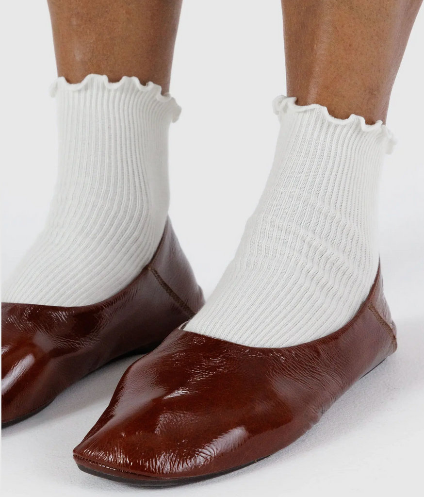Baggu Lettuce Edge Sock White