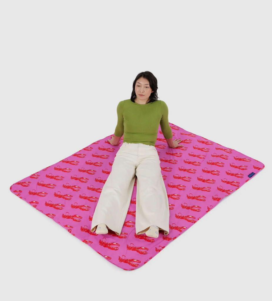 Baggu Puffy Picnic Blanket Pink Lobster