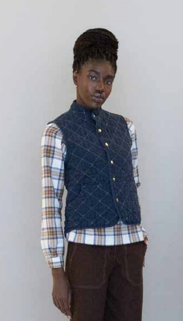 Utility Canvas Quilted Snap Vest - Navy