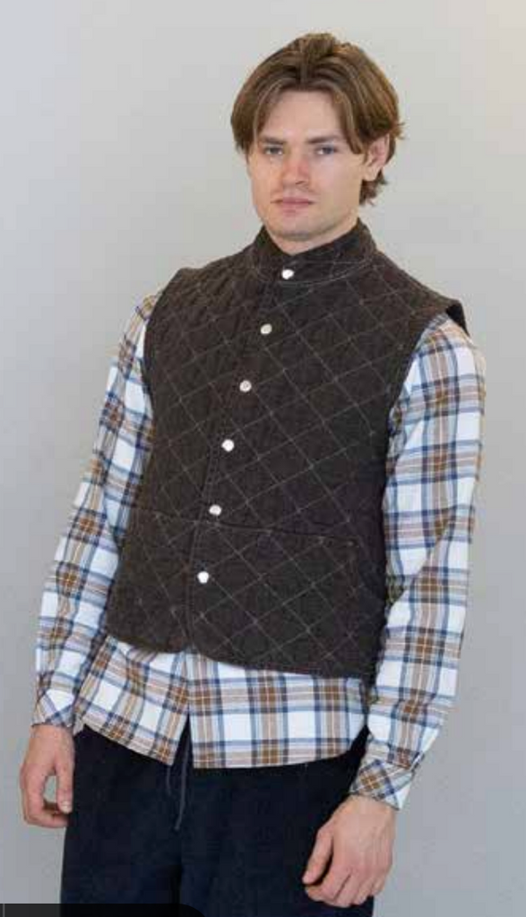 Utility Canvas Quilted Snap Vest - Espresso 