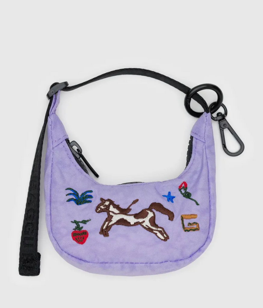 Baggu Crescent Bag Charm Embroidered Pony