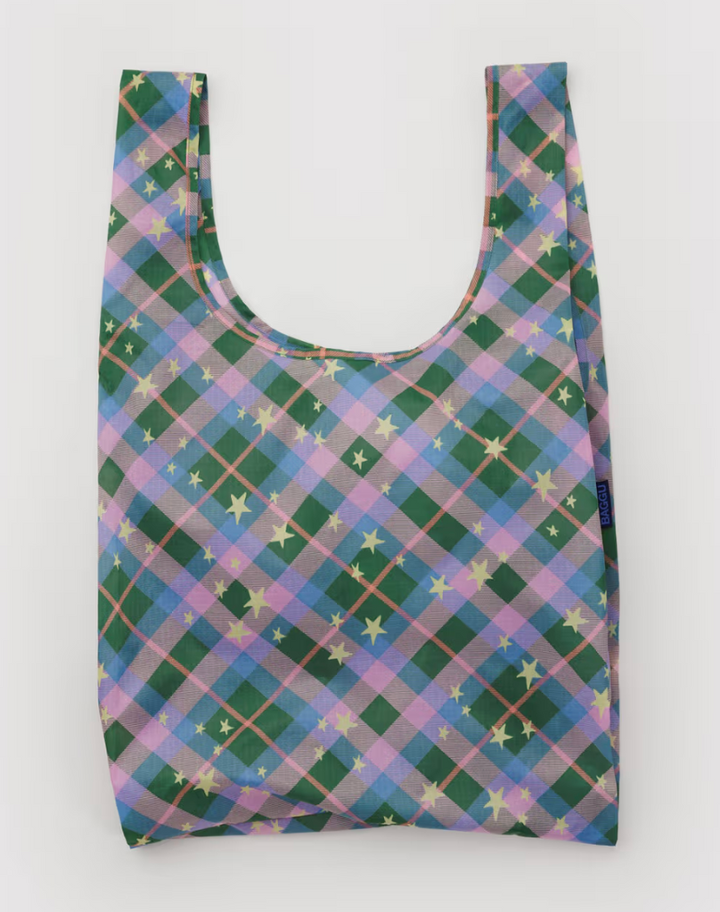 Standard Baggu Green Star Plaid