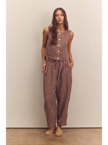 Amente Sleeveless Button Down Brick Top