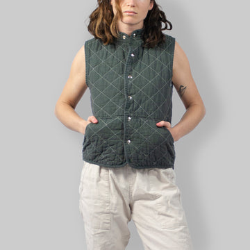 Utility Canvas Quilted Snap Vest - Charcoal