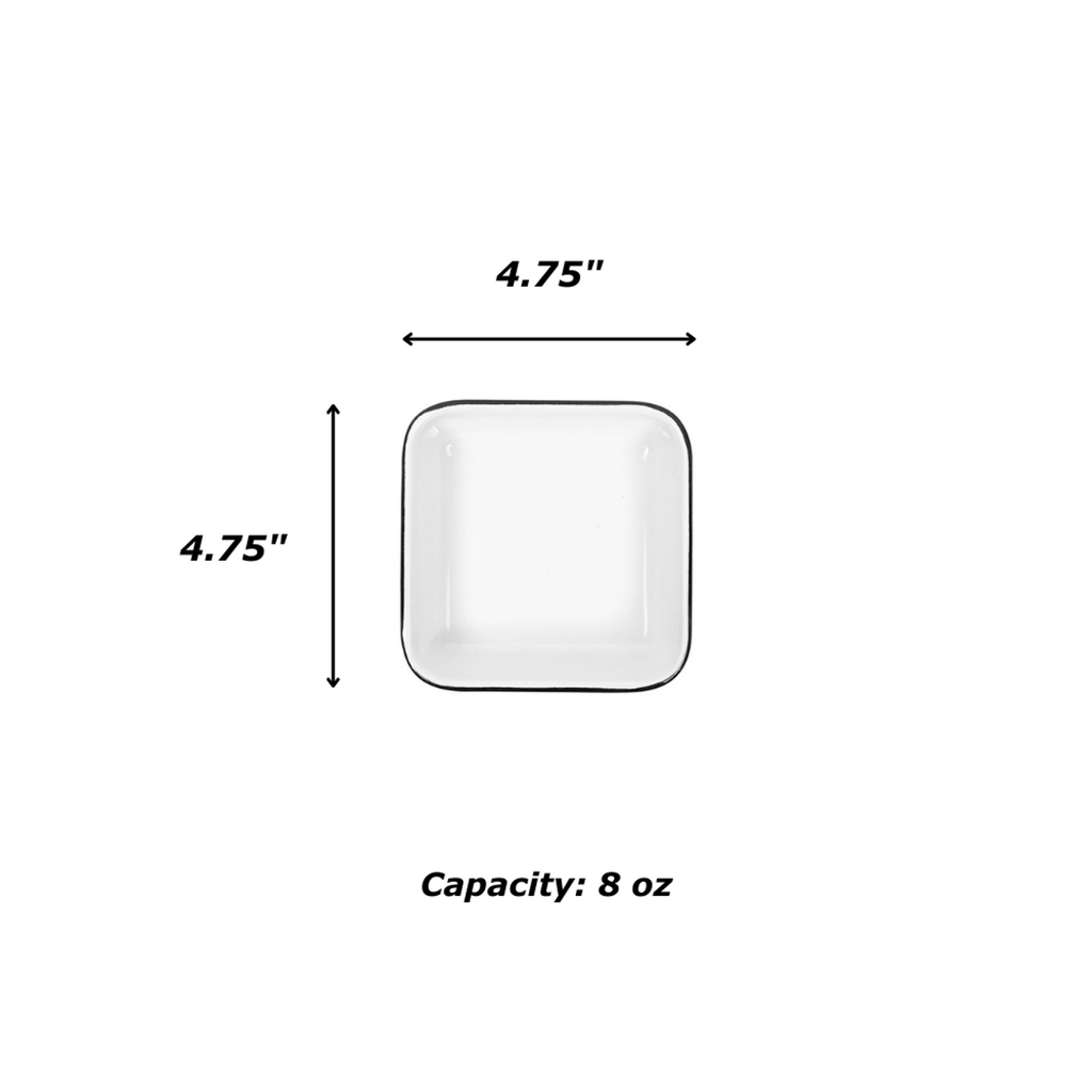 Blue Rim Vintage Enamelware Small Square Tray