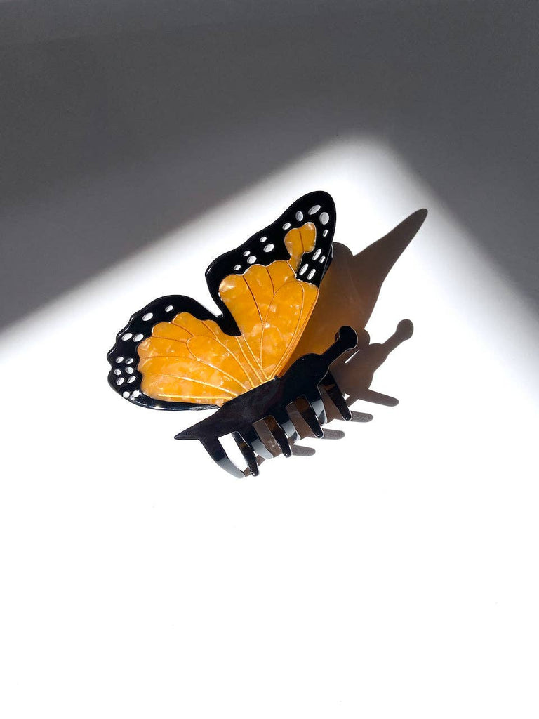 Solar Eclipse - Hand-painted Monarch Butterfly Claw Hair Clip Orange Butterfly