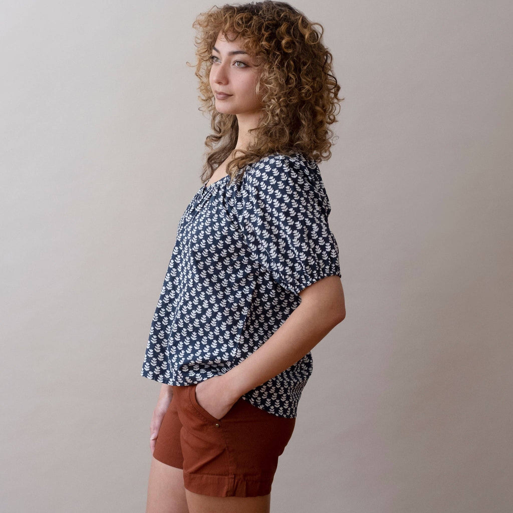 Flora Top- Tula Navy 