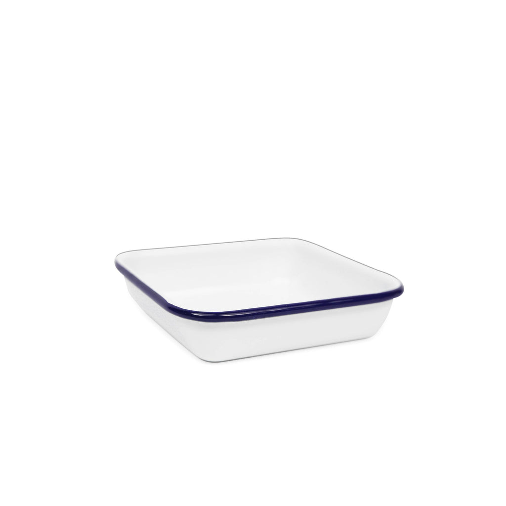 Blue Rim Vintage Enamelware Small Square Tray
