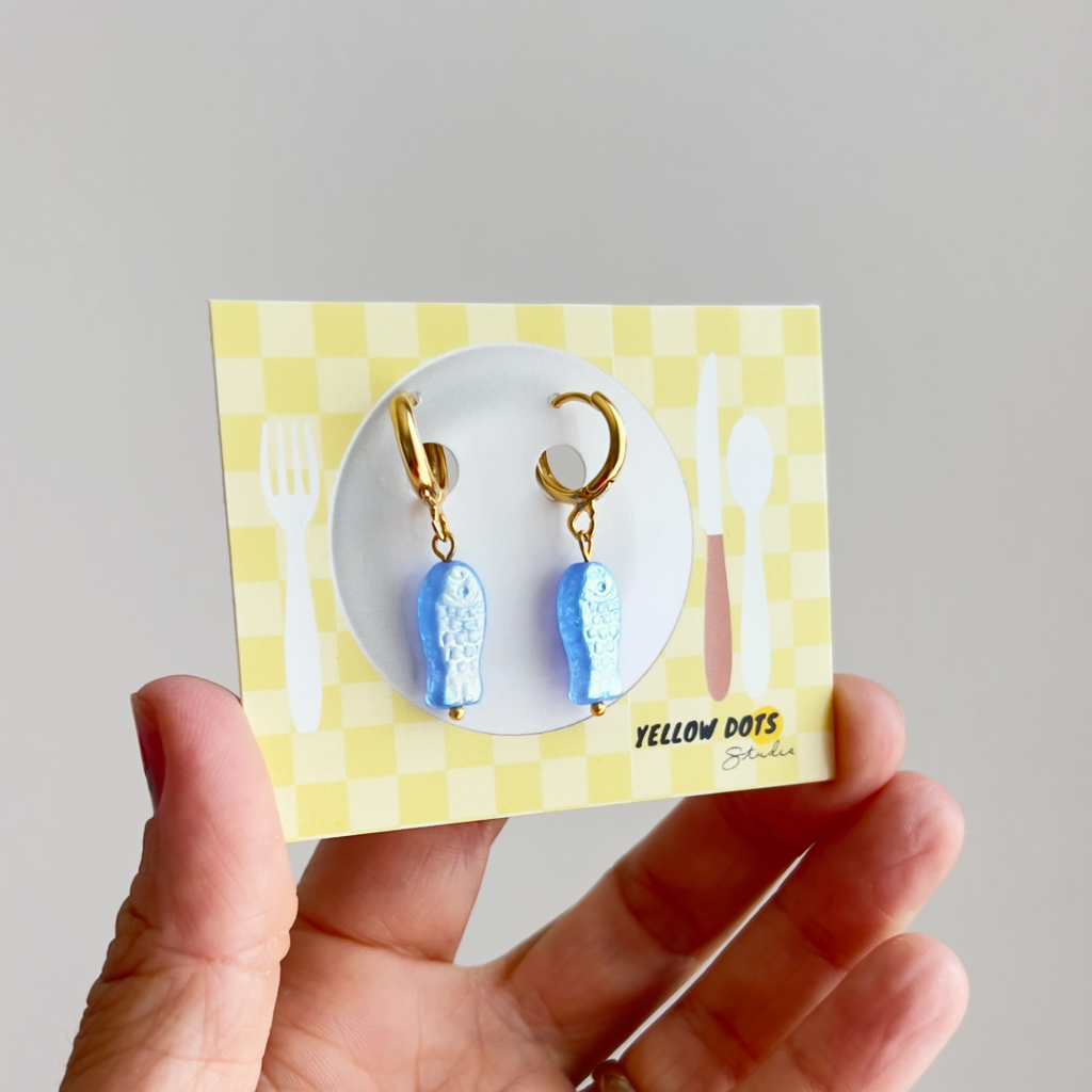 Yellow Dots Studio - Mini Blue Sardine Earrings 