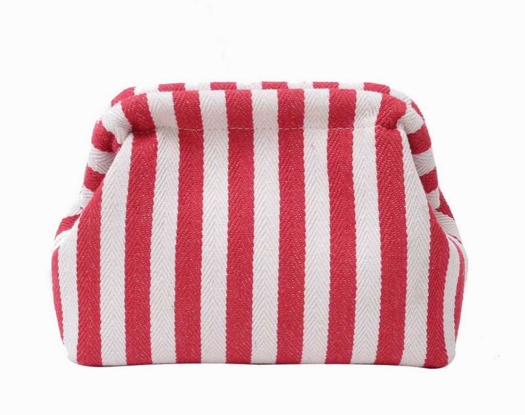Striped Makeup Pouch - Red