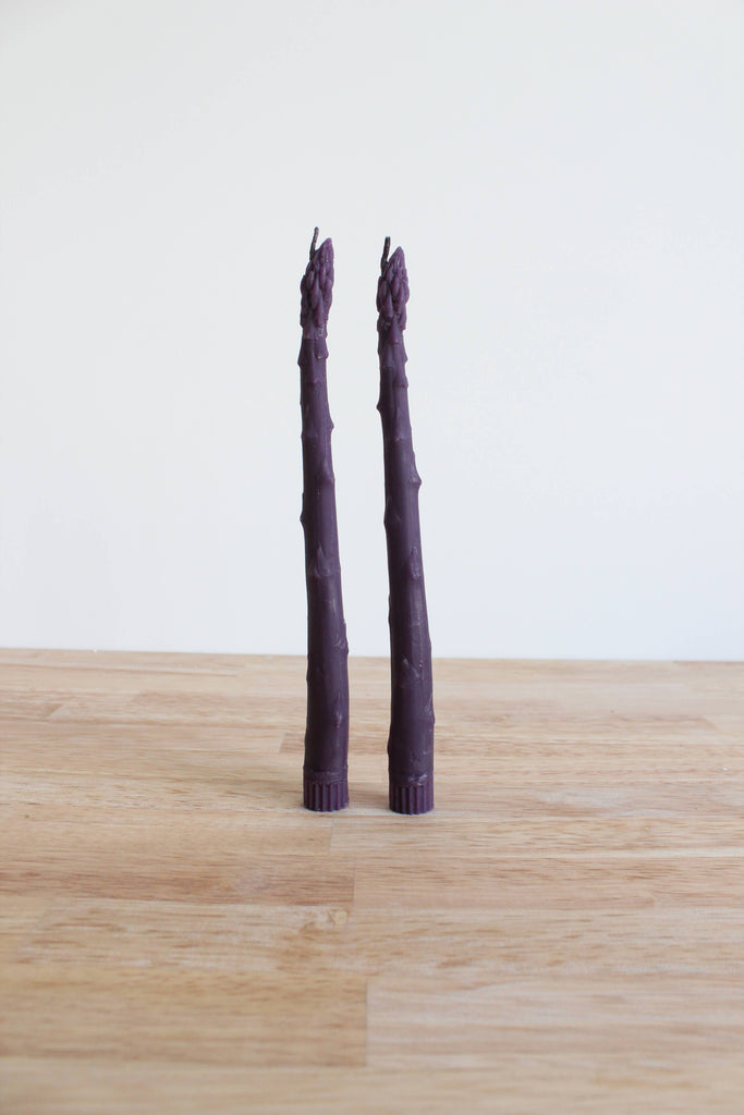 Happy Organics - Purple Asparagus Beeswax Candle Taper Pair