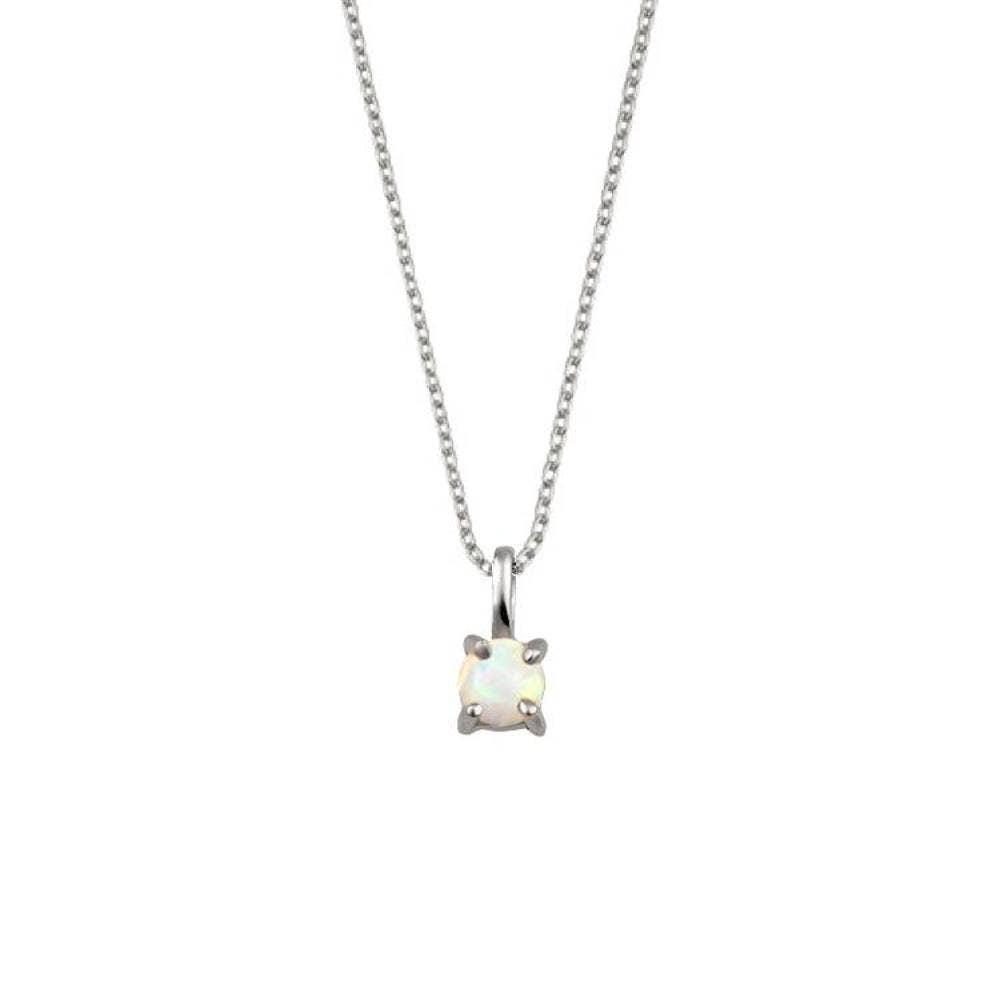 Minimal Opal Necklace - Silver Necklace