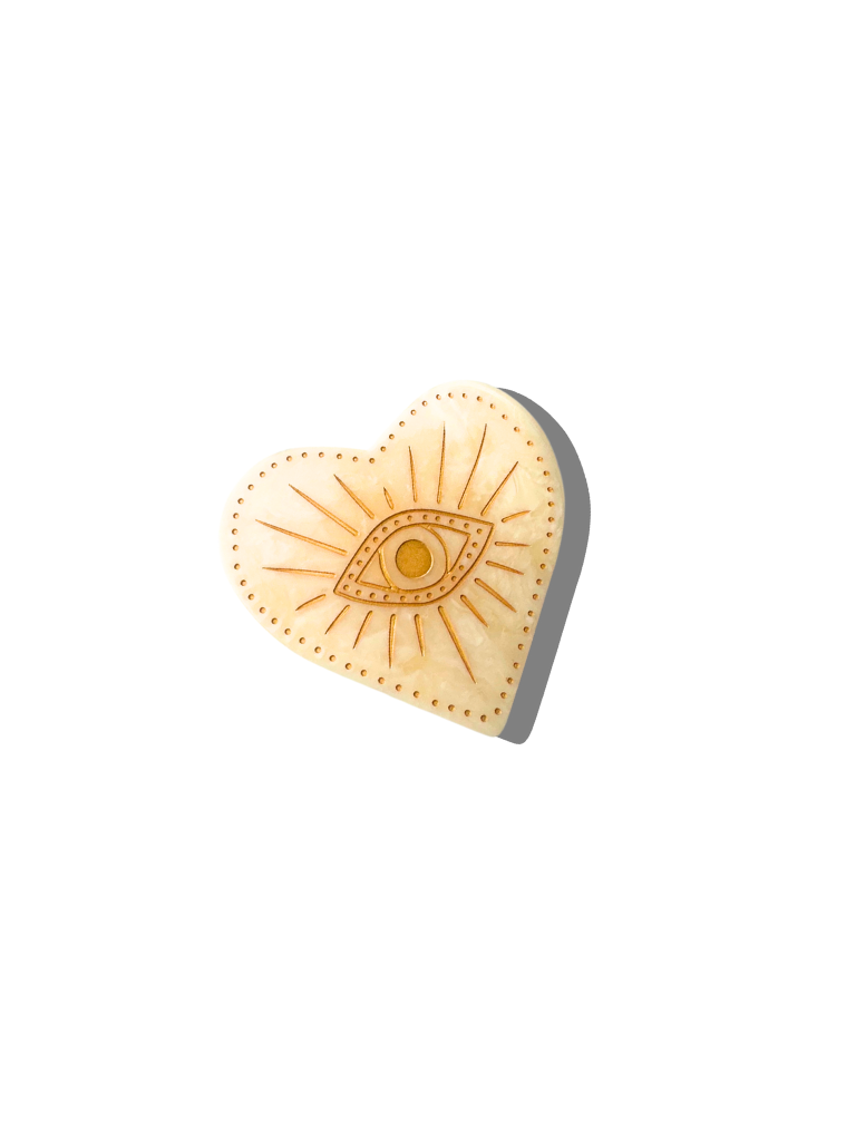 Solar Eclipse - Hand-Painted Celestial Heart Claw Hair Clip