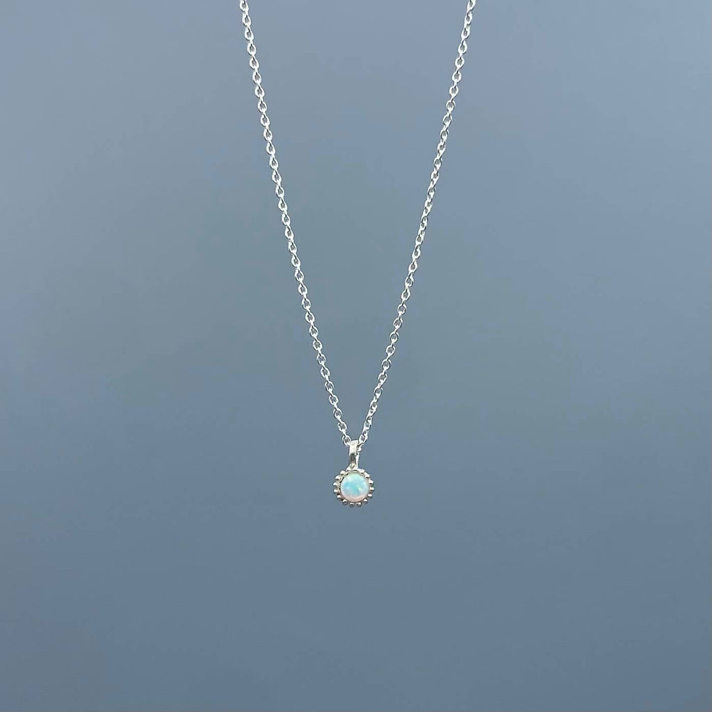 Dainty Opal Silver Necklace