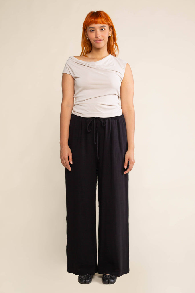 NLT - Cove Linen Pant | Wide Leg Full Length - Black Linen Pants