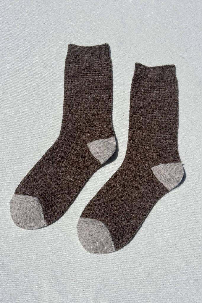 Le Bon Shoppe - Wool Waffled Socks - Brown Oatmeal