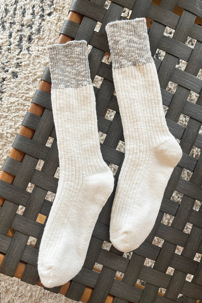 Le Bon Shoppe - Color Block Cottage Socks - White and Heather Grey