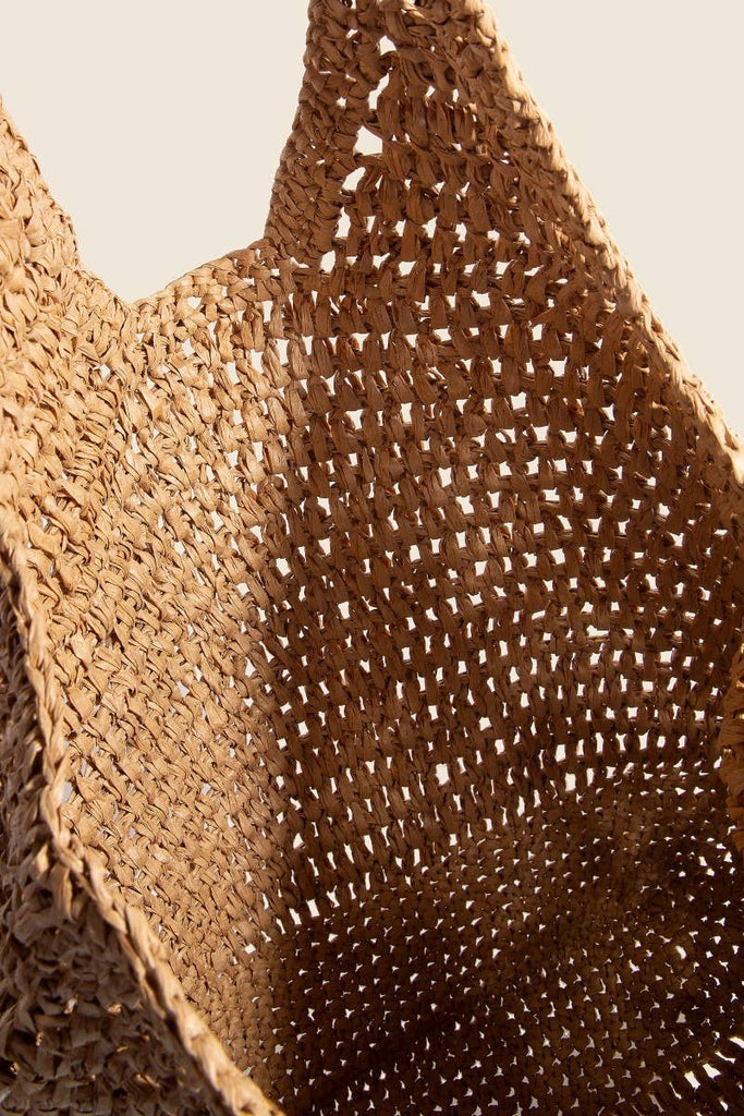 Large Braided Hobo Shoulder Bag Tan