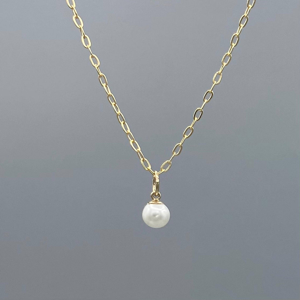 Small Pearl Drop Gold Necklace