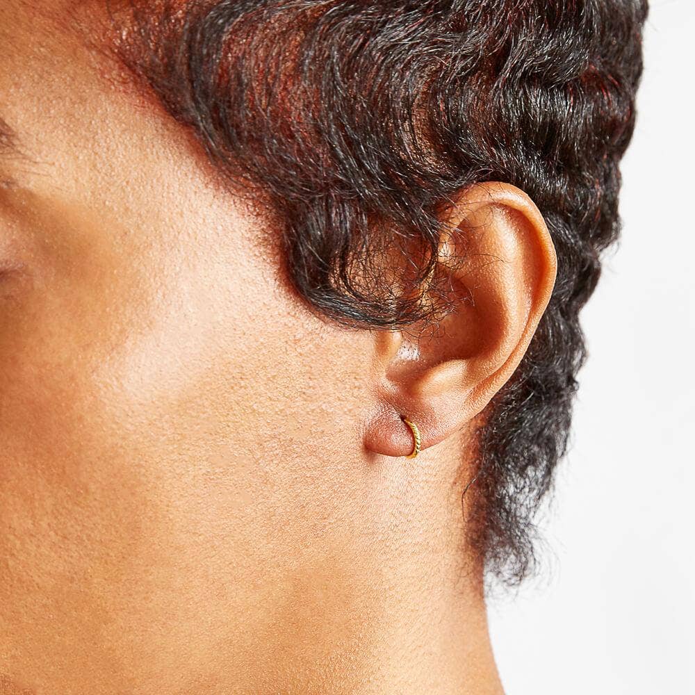 Admiral Row - Mini Gold Vermeil Rope Twist Huggies - 8mm Tiny Gold Twist Huggies