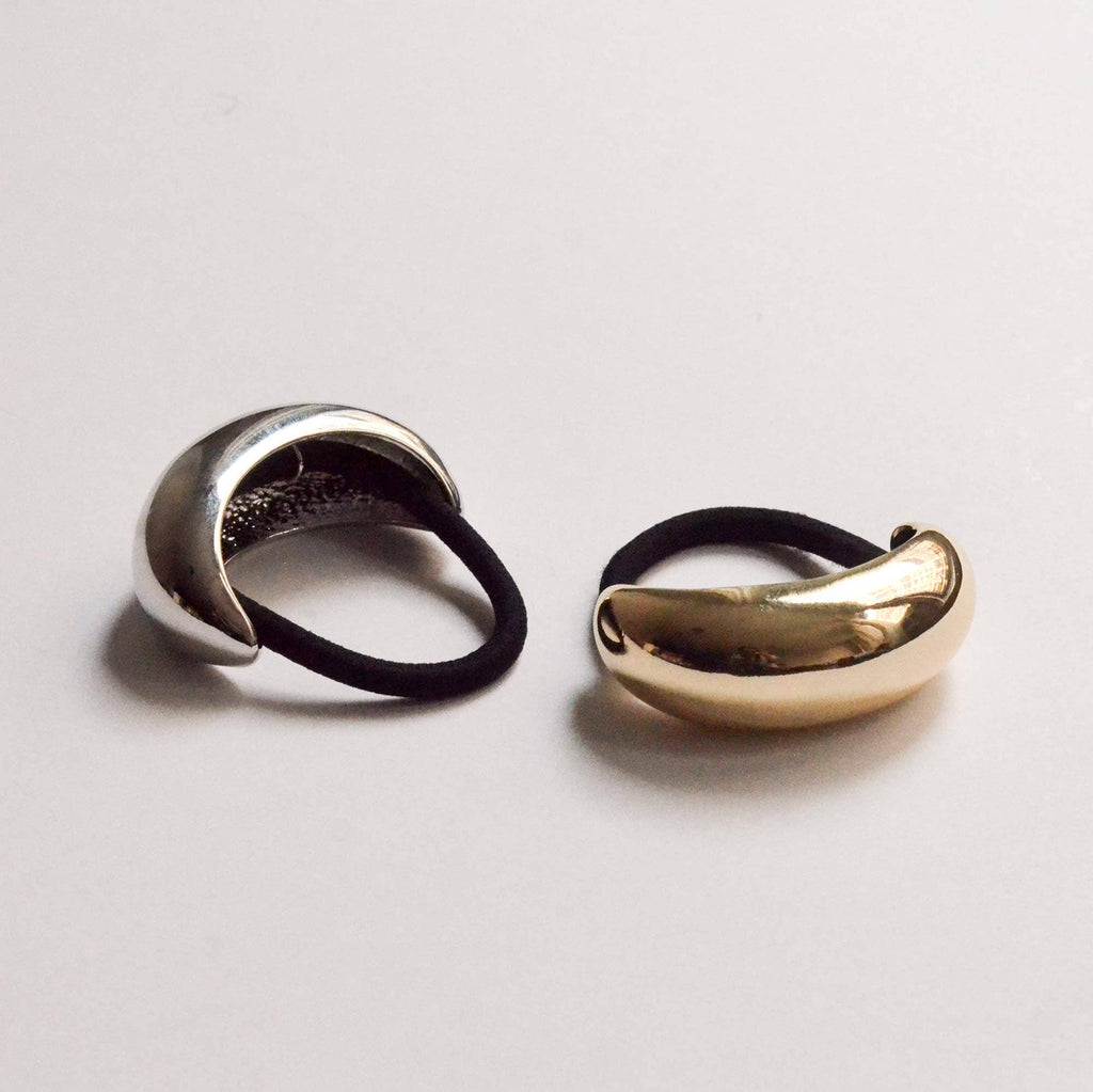 nar'sha - Wide Crescent Metal Ponytail Hair Tie | Gold