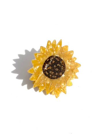 Solar Eclipse - Hand-painted Sunflower Claw Hair Clip