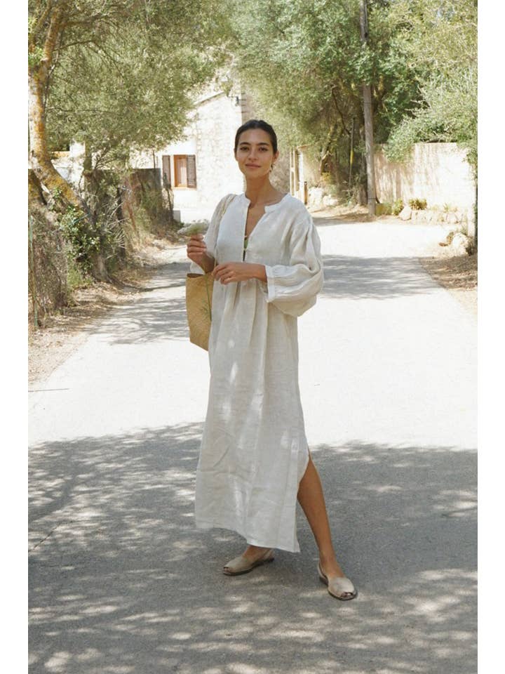 Beachwood - The Bonita Dress - Moon White Linen Dress
