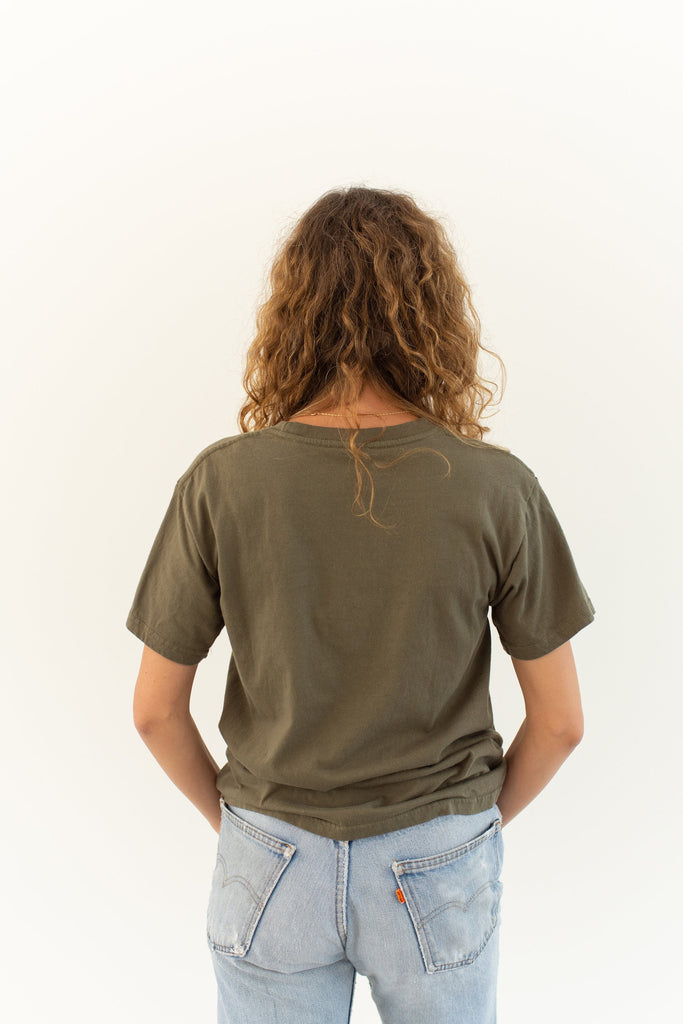 The Palma Tee | Super Soft Mushroom Green Crew T-Shirt | Olive Green Cotton Crewneck Tee Shirt | 