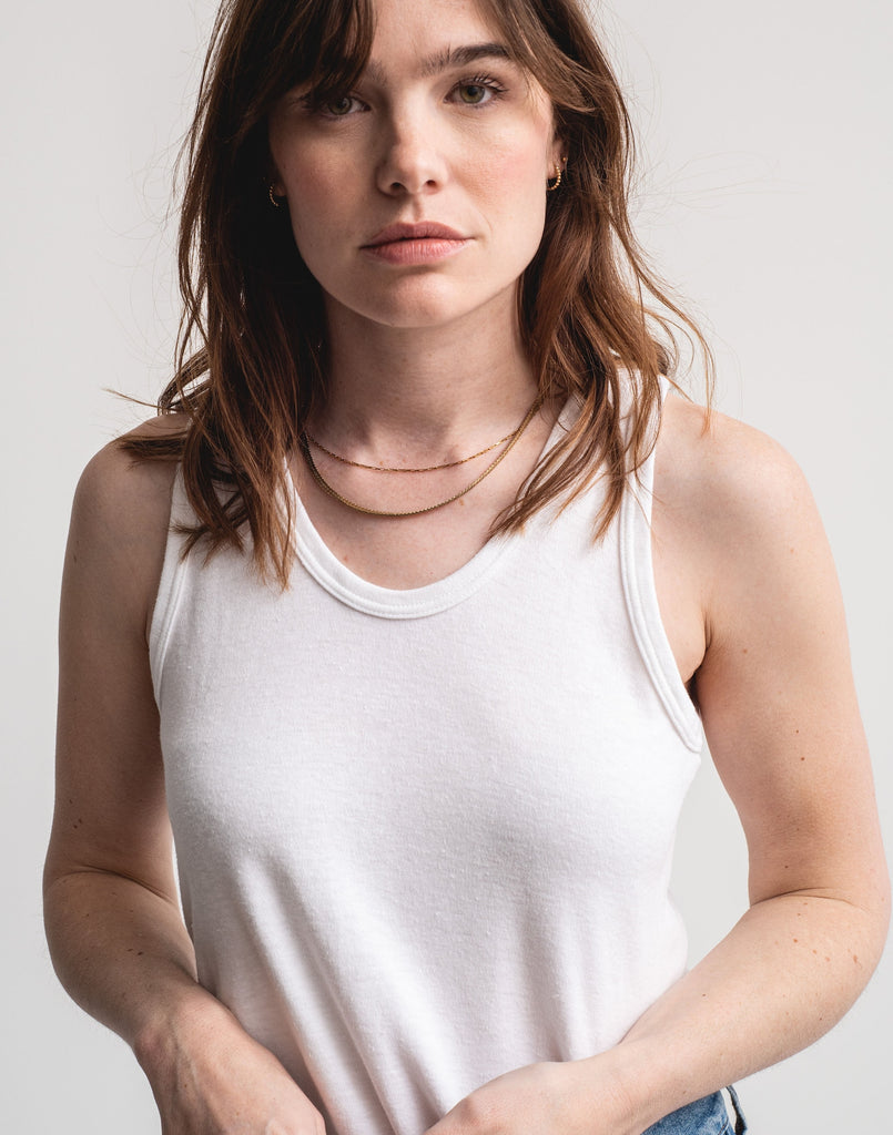 Rawson White Cadaques Tank Vintage Cotton Tank