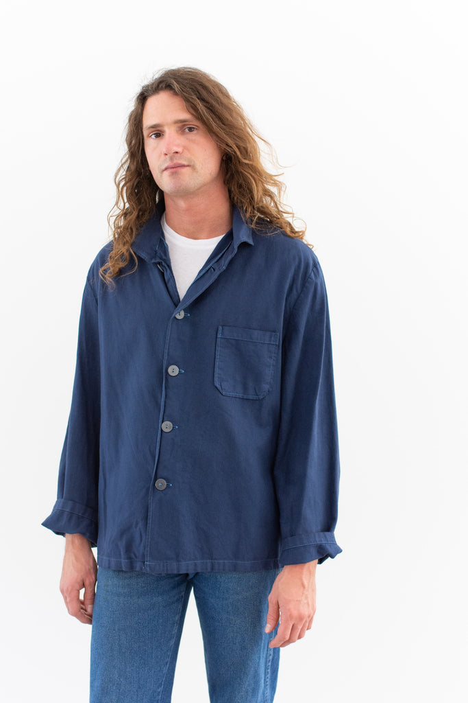 Rawson Illustrator Shirt - Navy Button Down Top - Vintage Upcycle 