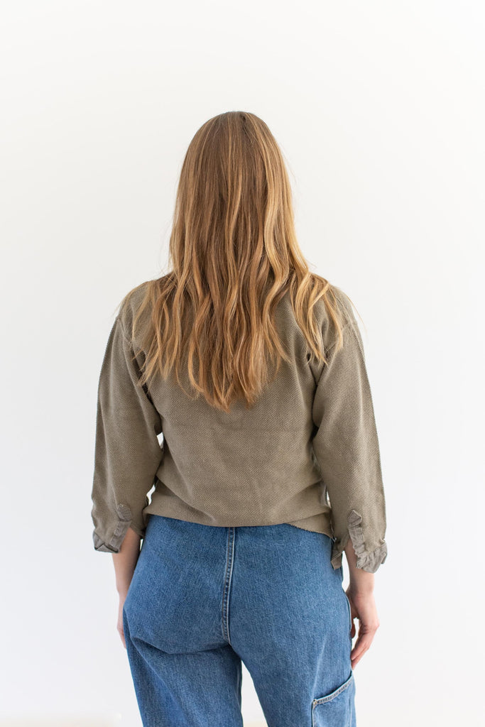 Rawson Vintage Grey Button Up Crop Thermal Shirt