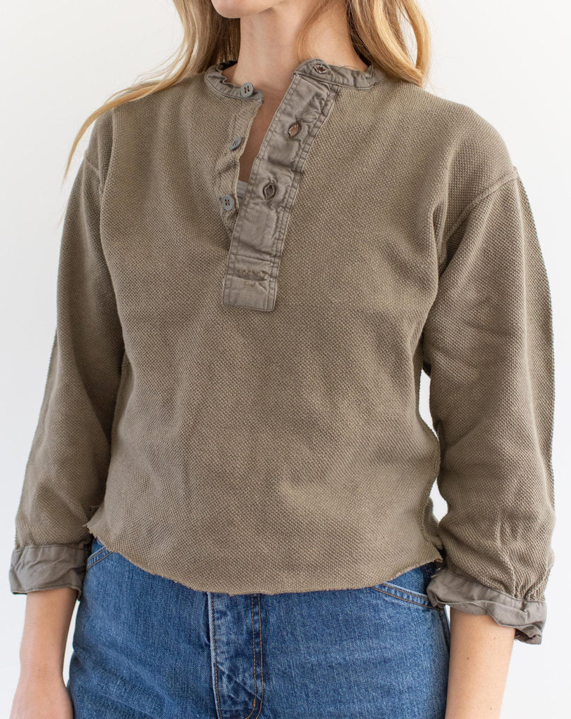 Rawson Vintage Grey Button Up Crop Thermal Shirt