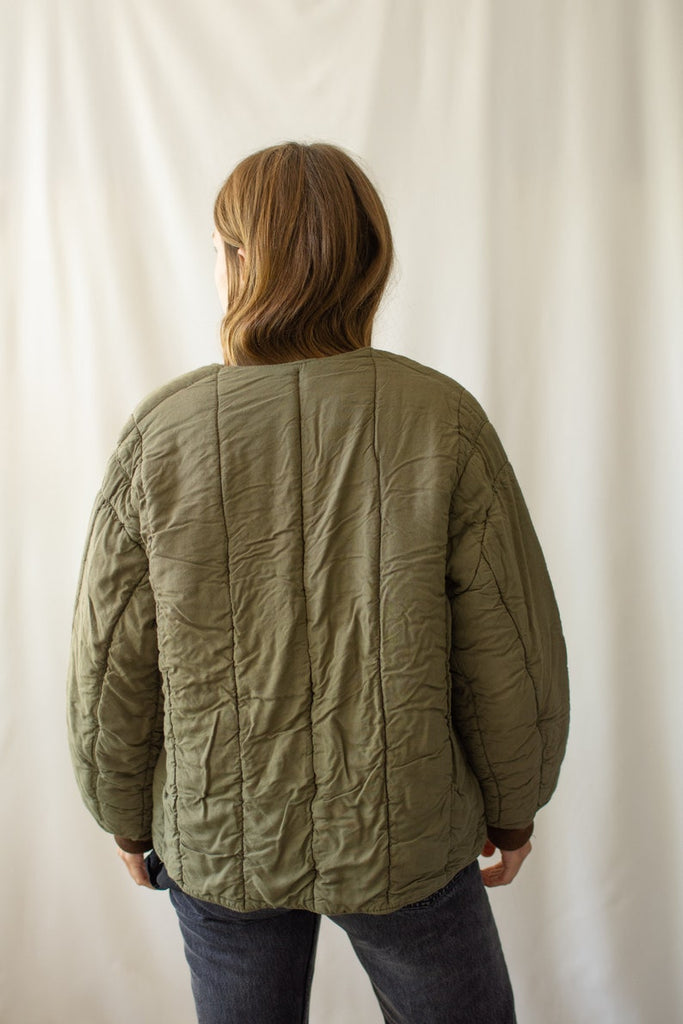 Rawson Vintage Green Cotton Quilt Liner Jacket Back