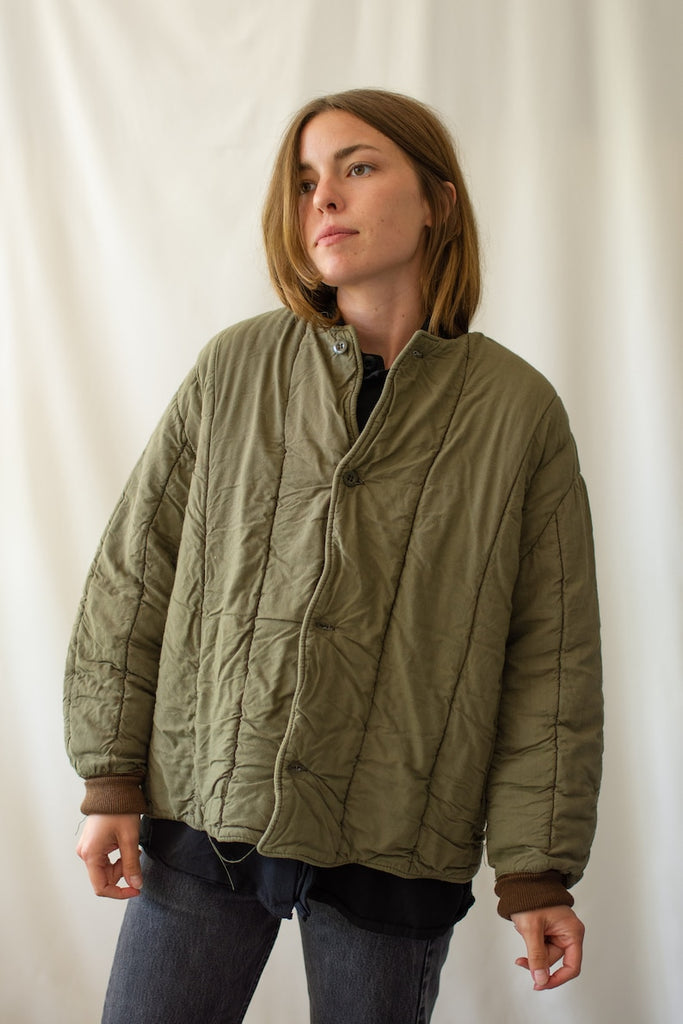Vintage Green Cotton Quilt Liner Jacket