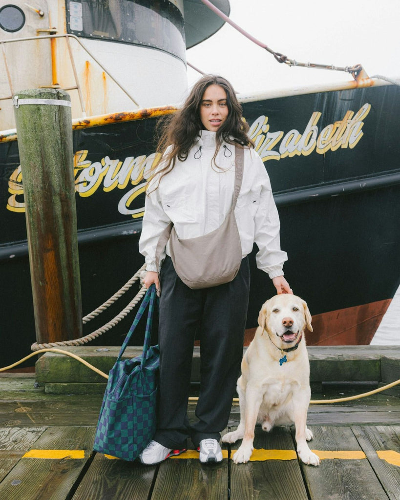 Baggu Medium Nylon Crescent Bag Dove Grey