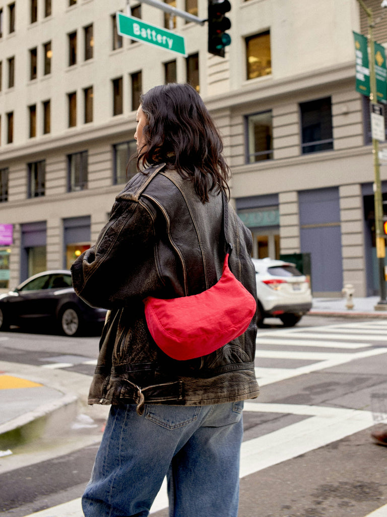 Baggu Small Nylon Crescent Bag Red