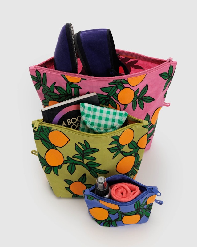 Baggu Go Pouch Set Orange Trees