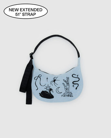 Baggu Small Nylon Crescent Bag Embroidered Ballet Icons