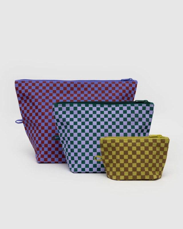 Baggu Go Pouch Set Jewel Checks