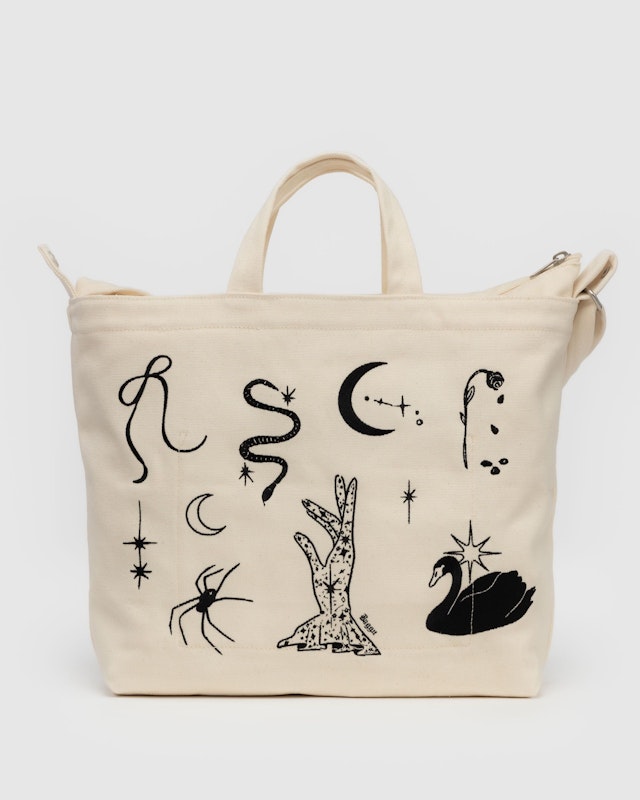 Baggu - Horizontal Zip Duck Bag - Embroidered Ballet Icons - Canvas Tote