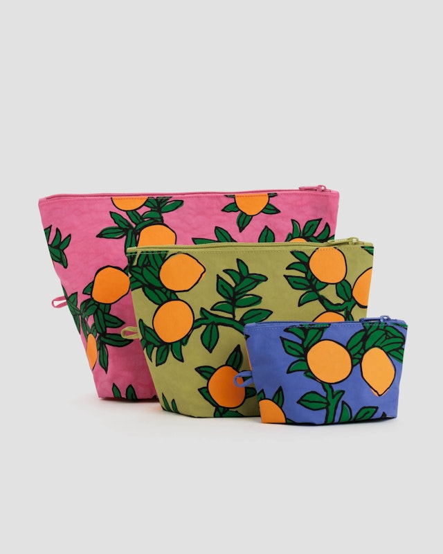 Baggu Go Pouch Set Orange Trees