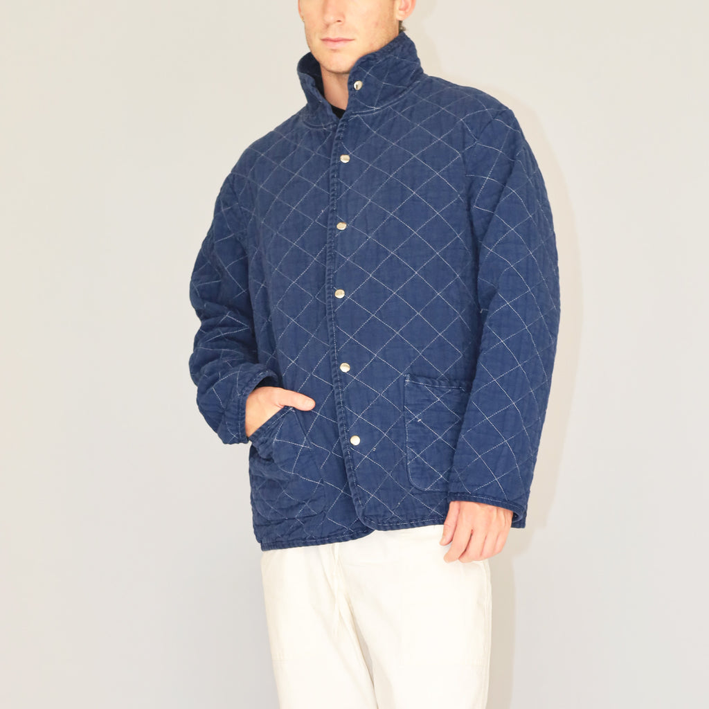 Utility Canvas Quilted Snap Unisex Jacket - Navy Jacket - Unisex Jacket 