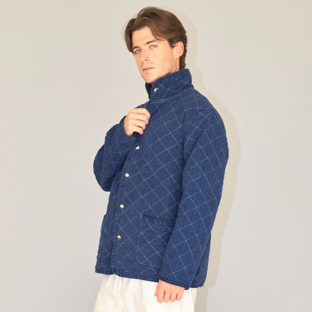 Utility Canvas Quilted Snap Unisex Jacket - Navy Jacket - Hudson New York Utility Canvas