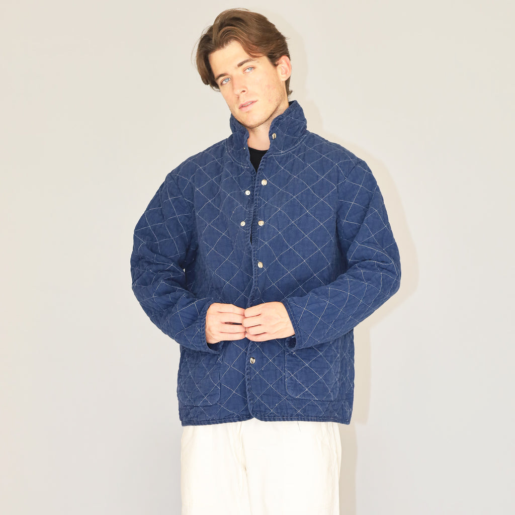 Utility Canvas Quilted Snap Unisex Jacket - Navy Jacket