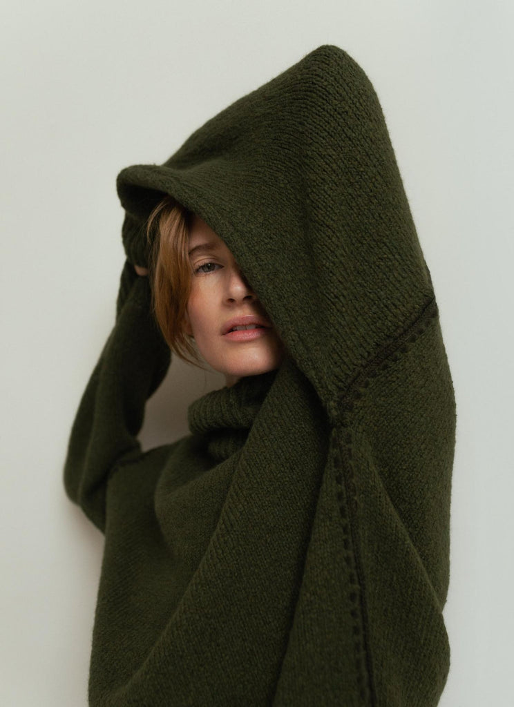 Paper Label Ari Turtle Neck Sweater - Bronze Green Turtle Neck Sweater